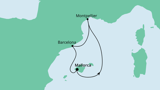 Routenverlauf für Frühling am Mittelmeer 3 mit AIDAbella am 26.04.20 Routenverlauf für Frühling am Mittelmeer 3 mit AIDAbella am 26.04.20