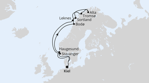 Routenverlauf für Herbstliche Nordlichter ab Kiel mit AIDAbella am 29.09.24 Routenverlauf für Herbstliche Nordlichter ab Kiel mit AIDAbella am 29.09.24