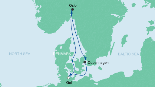Routenverlauf für Leinen los ab Kiel 2 mit AIDAblu am 16.08.20 Routenverlauf für Leinen los ab Kiel 2 mit AIDAblu am 16.08.20