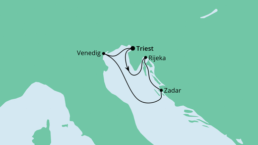Routenverlauf für Kurzreise Italien & Kroatien mit AIDAblu am 13.11.22 Routenverlauf für Kurzreise Italien & Kroatien mit AIDAblu am 13.11.22