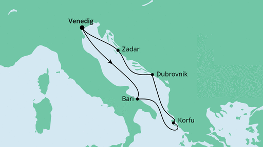 Routenverlauf für Griechenland ab Korfu mit AIDAblu am 05.09.21 Routenverlauf für Griechenland ab Korfu mit AIDAblu am 05.09.21