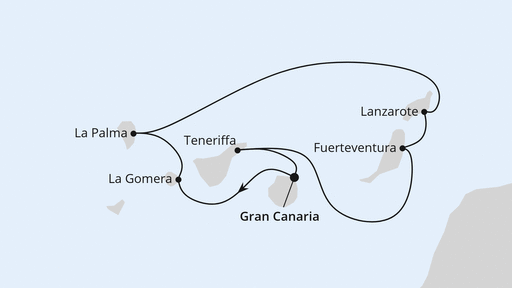 Routenverlauf für Kanaren mit La Gomera mit AIDAblu am 22.12.24 Routenverlauf für Kanaren mit La Gomera mit AIDAblu am 22.12.24
