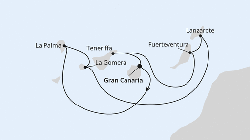Routenverlauf für Kanaren mit La Gomera mit AIDAblu am 16.03.25
