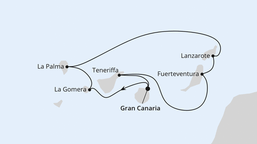 Routenverlauf für Kanaren mit La Gomera mit AIDAblu am 29.11.26 Routenverlauf für Kanaren mit La Gomera mit AIDAblu am 29.11.26