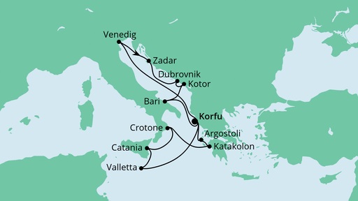 Routenverlauf für Adria & Mittelmeerinseln mit AIDAblu am 04.04.21 Routenverlauf für Adria & Mittelmeerinseln mit AIDAblu am 04.04.21