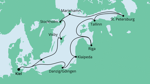 Routenverlauf für Ostsee Rundreise mit Visby mit AIDAcara am 26.04.20 Routenverlauf für Ostsee Rundreise mit Visby mit AIDAcara am 26.04.20