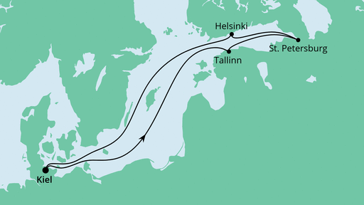 Routenverlauf für Ostsee ab Kiel mit AIDAcosma am 07.08.21 Routenverlauf für Ostsee ab Kiel mit AIDAcosma am 07.08.21