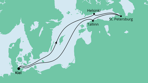 Routenverlauf für Ostsee ab Kiel mit AIDAcosma am 04.09.21 Routenverlauf für Ostsee ab Kiel mit AIDAcosma am 04.09.21