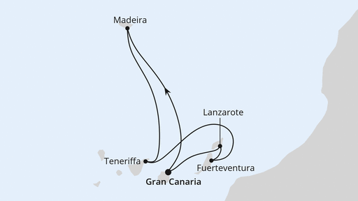 Routenverlauf für Kanaren & Madeira ab Gran Canaria mit AIDAcosma am 15.11.25