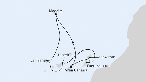 Routenverlauf für Kanaren & Madeira ab Gran Canaria mit AIDAcosma am 15.01.28
