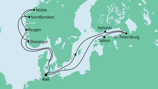Routenverlauf für Norwegen & Ostsee mit AIDAcosma am 04.09.21 Routenverlauf für Norwegen & Ostsee mit AIDAcosma am 04.09.21