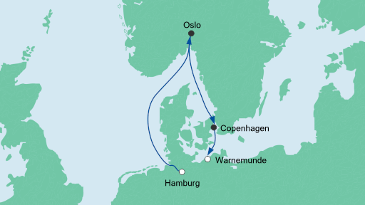 Routenverlauf für Kurzreise von Hamburg nach Warnemünde mit AIDAdiva am 01.05.20 Routenverlauf für Kurzreise von Hamburg nach Warnemünde mit AIDAdiva am 01.05.20