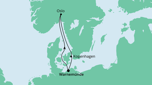 Routenverlauf für Kurzreise nach Norwegen mit AIDAdiva am 05.05.20