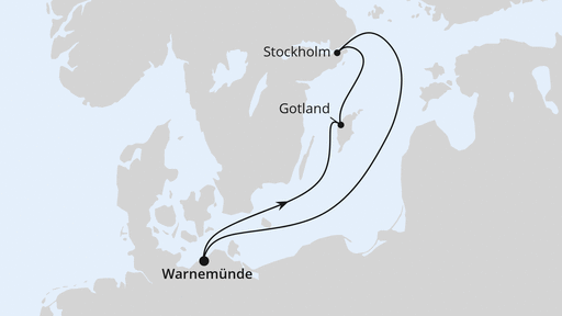 Routenverlauf für Kurzreise nach Stockholm & Gotland mit AIDAdiva am 31.08.24