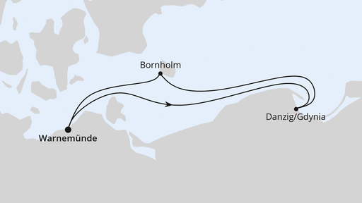 Routenverlauf für Kurzreise zu Ostern ab Warnemünde mit AIDAdiva am 25.03.27 Routenverlauf für Kurzreise zu Ostern ab Warnemünde mit AIDAdiva am 25.03.27