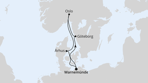 Routenverlauf für Kurzreise nach Skandinavien mit AIDAdiva am 15.07.23 Routenverlauf für Kurzreise nach Skandinavien mit AIDAdiva am 15.07.23