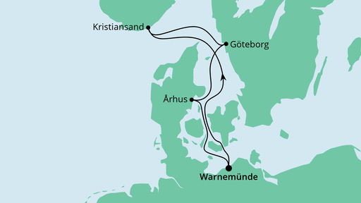 Routenverlauf für Kurzreise nach Skandinavien mit AIDAdiva am 12.08.23 Routenverlauf für Kurzreise nach Skandinavien mit AIDAdiva am 12.08.23