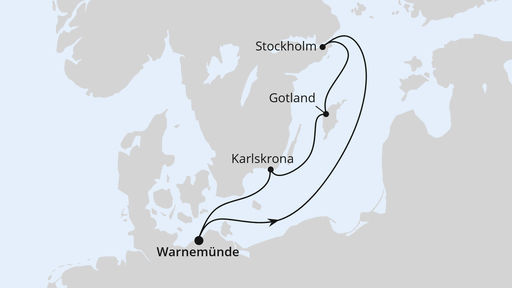 Routenverlauf für Kurzreise nach Schweden 1 mit AIDAdiva am 17.08.23 Routenverlauf für Kurzreise nach Schweden 1 mit AIDAdiva am 17.08.23