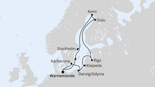 Routenverlauf für Schärengärten der Ostsee mit AIDAdiva am 09.09.24 Routenverlauf für Schärengärten der Ostsee mit AIDAdiva am 09.09.24