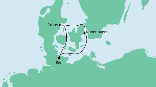 Routenverlauf für Kurzreise nach Dänemark mit AIDAluna am 07.09.23
