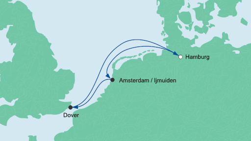 Routenverlauf für Kurzreise nach Großbritannien mit AIDAluna am 01.04.20