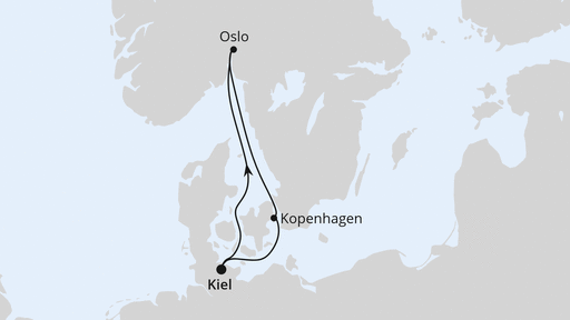 Routenverlauf für Kurzreise nach Oslo und Kopenhagen mit AIDAluna am 27.10.24 Routenverlauf für Kurzreise nach Oslo und Kopenhagen mit AIDAluna am 27.10.24