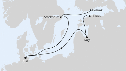 Routenverlauf für Ostsee ab Kiel mit AIDAluna am 22.09.24 Routenverlauf für Ostsee ab Kiel mit AIDAluna am 22.09.24