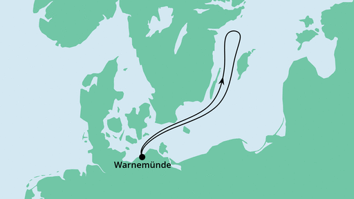 Routenverlauf für Leinen los ab Warnemünde 1 mit AIDAmar am 30.08.20 Routenverlauf für Leinen los ab Warnemünde 1 mit AIDAmar am 30.08.20