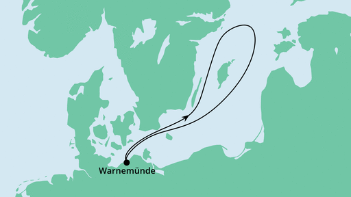 Routenverlauf für Leinen los ab Warnemünde 2 mit AIDAmar am 12.08.20