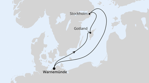 Routenverlauf für Kurzreise nach Stockholm & Gotland mit AIDAmar am 14.04.24 Routenverlauf für Kurzreise nach Stockholm & Gotland mit AIDAmar am 14.04.24