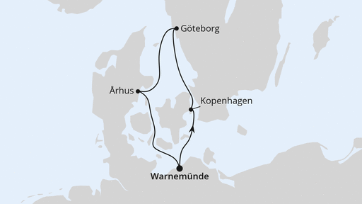 Routenverlauf für Kurzreise Schweden & Dänemark 2 mit AIDAmar am 17.05.24