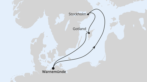 Routenverlauf für Kurzreise nach Stockholm & Gotland mit AIDAmar am 20.04.25