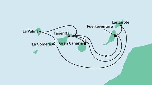 Routenverlauf für Kanarische Inselwelt mit La Gomera mit AIDAmar am 18.11.22