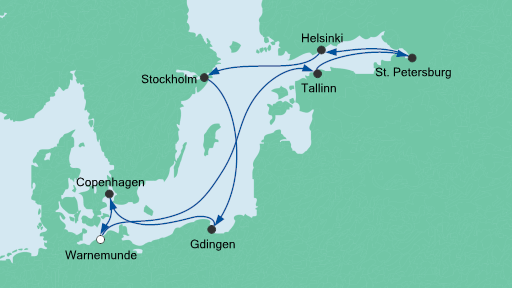 Routenverlauf für Ostsee ab Warnemünde 2 mit AIDAmar am 04.09.20 Routenverlauf für Ostsee ab Warnemünde 2 mit AIDAmar am 04.09.20