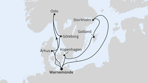 Routenverlauf für Skandinavische Städte mit Stockholm mit AIDAmar am 01.07.24 Routenverlauf für Skandinavische Städte mit Stockholm mit AIDAmar am 01.07.24