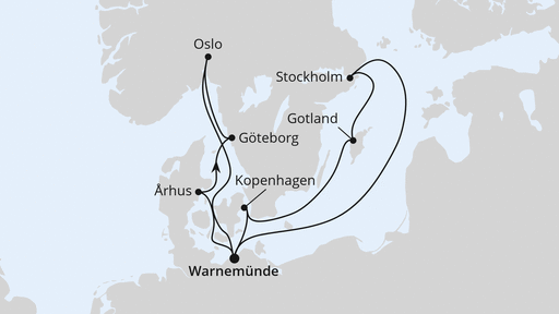 Routenverlauf für Skandinavische Städte mit Stockholm mit AIDAmar am 21.07.24 Routenverlauf für Skandinavische Städte mit Stockholm mit AIDAmar am 21.07.24