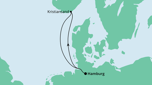 Routenverlauf für Ahoi Tour ab Hamburg mit AIDAnova am 19.12.21