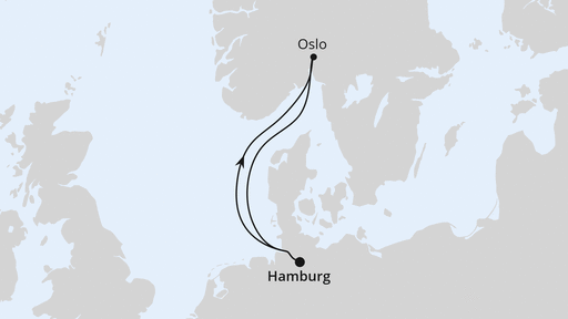 Routenverlauf für Kurzreise nach Oslo mit AIDAnova am 09.11.24 Routenverlauf für Kurzreise nach Oslo mit AIDAnova am 09.11.24
