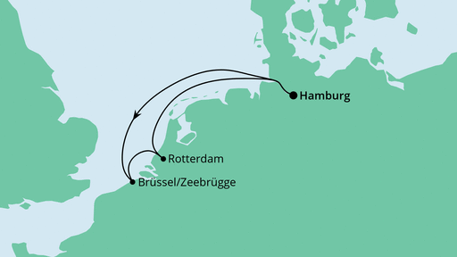 Routenverlauf für Belgien & Niederlande mit AIDAnova am 20.11.23 Routenverlauf für Belgien & Niederlande mit AIDAnova am 20.11.23