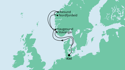Routenverlauf für Norwegen ab Kiel 2 mit AIDAnova am 21.05.22 Routenverlauf für Norwegen ab Kiel 2 mit AIDAnova am 21.05.22