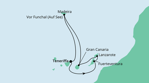 Routenverlauf für Kanaren & Madeira ab Teneriffa mit AIDAnova am 27.12.23