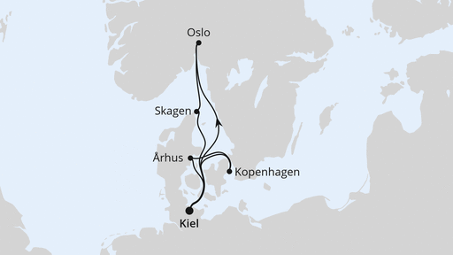 Routenverlauf für Skandinavische Highlights ab Kiel mit AIDAnova am 21.09.24 Routenverlauf für Skandinavische Highlights ab Kiel mit AIDAnova am 21.09.24