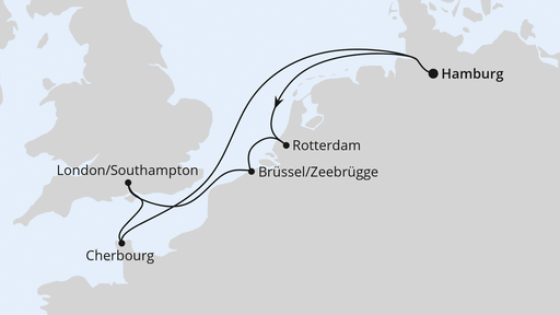Routenverlauf für Metropolen ab Hamburg mit AIDAnova am 07.12.24 Routenverlauf für Metropolen ab Hamburg mit AIDAnova am 07.12.24