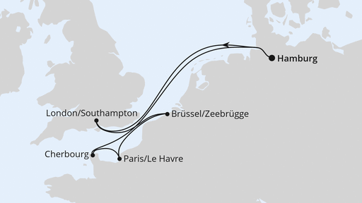 Routenverlauf für Metropolen ab Hamburg mit AIDAnova am 28.03.26 Routenverlauf für Metropolen ab Hamburg mit AIDAnova am 28.03.26