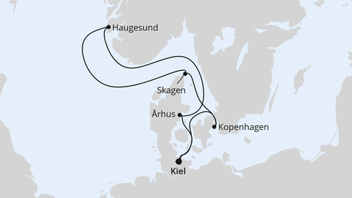 Routenverlauf für Skandinavische Highlights ab Kiel mit AIDAnova am 09.05.26