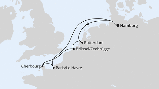 Routenverlauf für Weihnachtsreise Metropolen ab Hamburg mit AIDAnova am 23.12.27