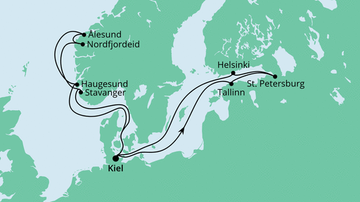 Routenverlauf für Skandinavien ab Kiel 2 mit AIDAnova am 14.05.22 Routenverlauf für Skandinavien ab Kiel 2 mit AIDAnova am 14.05.22