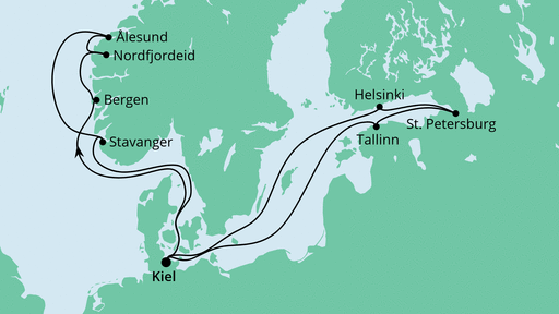 Routenverlauf für KEL14222 mit AIDAnova am 19.08.23 Routenverlauf für KEL14222 mit AIDAnova am 19.08.23