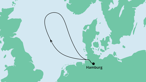 Routenverlauf für Leinen los ab Hamburg 2 mit AIDAperla am 08.08.20 Routenverlauf für Leinen los ab Hamburg 2 mit AIDAperla am 08.08.20