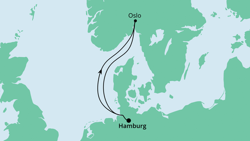Routenverlauf für Kurzreise nach Oslo mit AIDAperla am 12.05.22 Routenverlauf für Kurzreise nach Oslo mit AIDAperla am 12.05.22